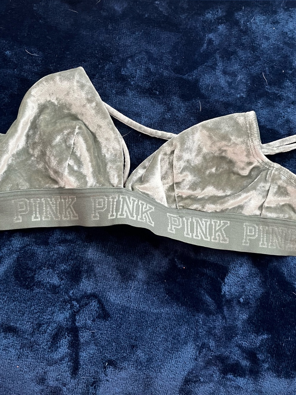 PINK Victoria's Secret Velvet Bralette in Sage Green velvet